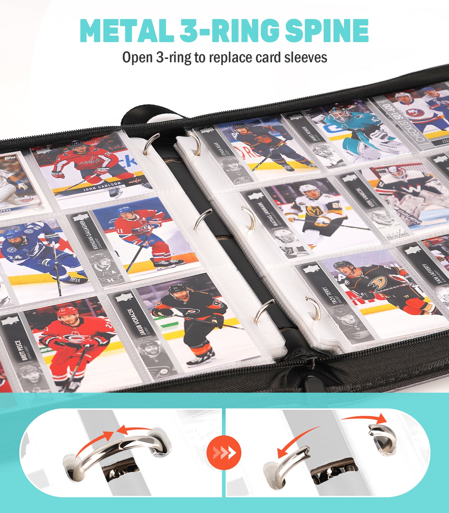 Hockey Card Binder with Sleeves, 900 Pockets