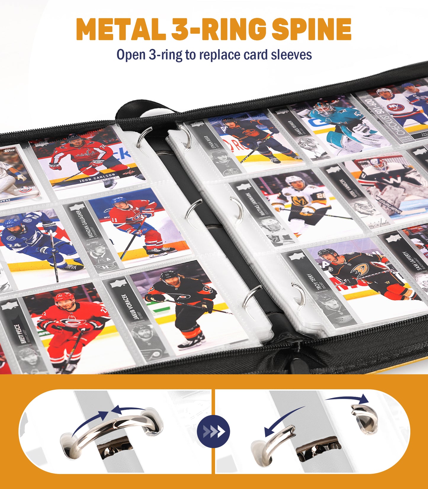 Hockey Card Binder with Sleeves, 900 Pockets
