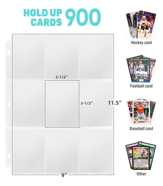 Hockey Card Binder with Sleeves, 900 Pockets