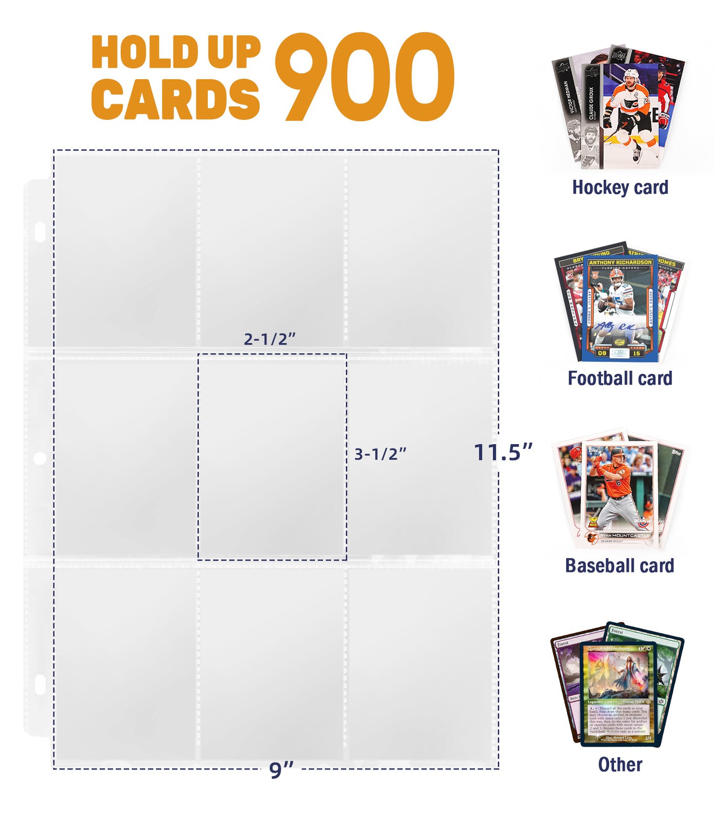 Hockey Card Binder with Sleeves, 900 Pockets